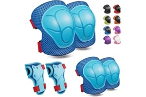 CKE Knee Pads for Kids Knee Pads and Elbow Pads Toddler Protective Gear Set Kids Elbow Pads and Knee Pads for Girls Boys with Wrist Guards 3 in 1 for Skating Cycling Bike Rollerblading Scooter-Blue Red