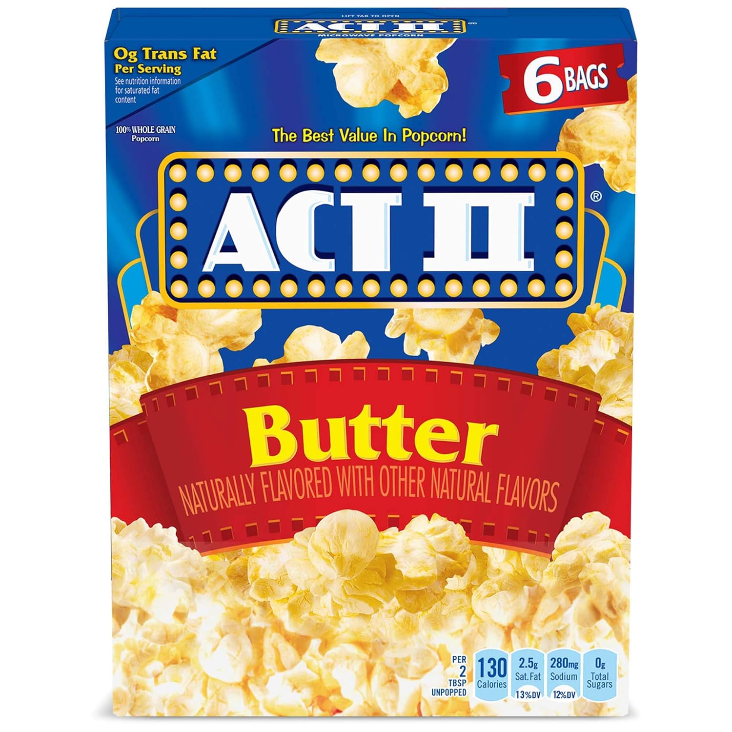 ACT II Butter Microwave Popcorn, 6 