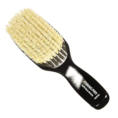 Torino Pro Wave Brush #2556 By Brush King - 9 Row, Soft Wave Brush with Long Bristles - Made with 100% Boar Bristles - Great for Polishing/Laying Down Frizz &amp; Finisher - Great 360 Waves brush