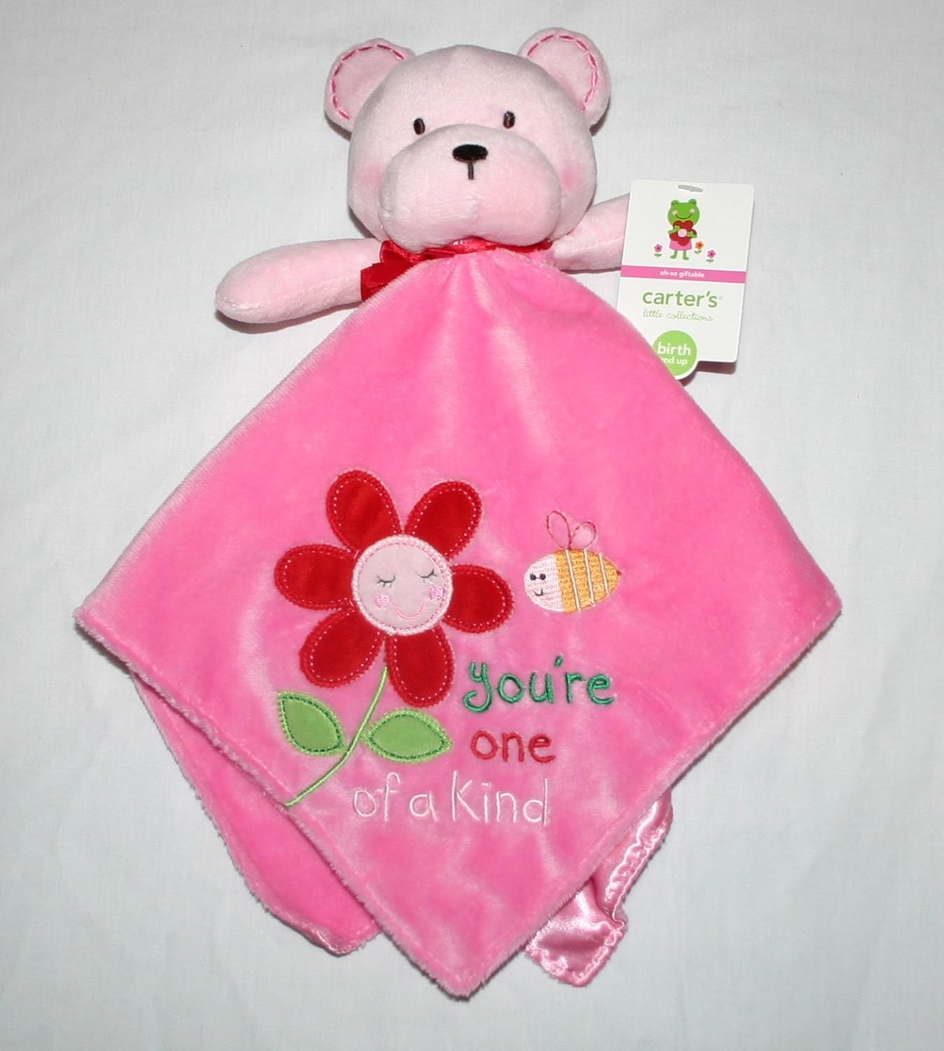 carter's pink bear security blanket