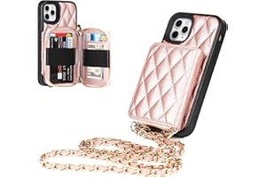 ShunJieTech for iPhone 11 Pro Case,for iPhone 11pro Wallet Case with Coin Pocket,Crossbody Chain Purse Wrist Handbag Strap Leather Cover Case [Card Slots][Coin Zipper Pocket](5.8")-Pink