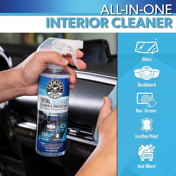 CHEMICAL GUYS TOTAL INTERIOR CLEANER & PROTECTANT – CHEMICAL GUYS INTERIOR CLEANER, CLEANS & PROTECTS LEATHER, VINYL, PLASTIC, RUBBER, GLASS WITH A STREAK-FREE FINISH — CARS, TRUCKS, SUVS, RVS, 32 OZ