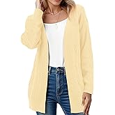 VIISHOW Women Cable Knit Cardigan Sweater V Neck Open Front Chunky Cardigan with Pocket Sweater Coat for Fall and Winter