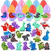 Kiss Monkey 24 Pack Prefilled Easter Eggs with Toys, 2.7inch Easter Eggs Filled with Dinosaur Pop Toys, Easter Basket Stuffers, Filled Easter Eggs for Kids, Dinosaur Easter Eggs