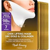 MAREE V Line Lifting Mask with 24K Gold &ndash; Deep Collagen Face Mask for Women &ndash; Jawline Shaper Mask with Retinol &amp; Hyaluronic Acid &ndash; Neck Tightening &amp; Firming &ndash; Double Chin Strap for Face Lift