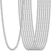 AILPIWE 24PCS Curb Necklace Chain for Jewelry Making 1.5MM Stainless Steel Curb Link Chains Bulk for DIY Necklace