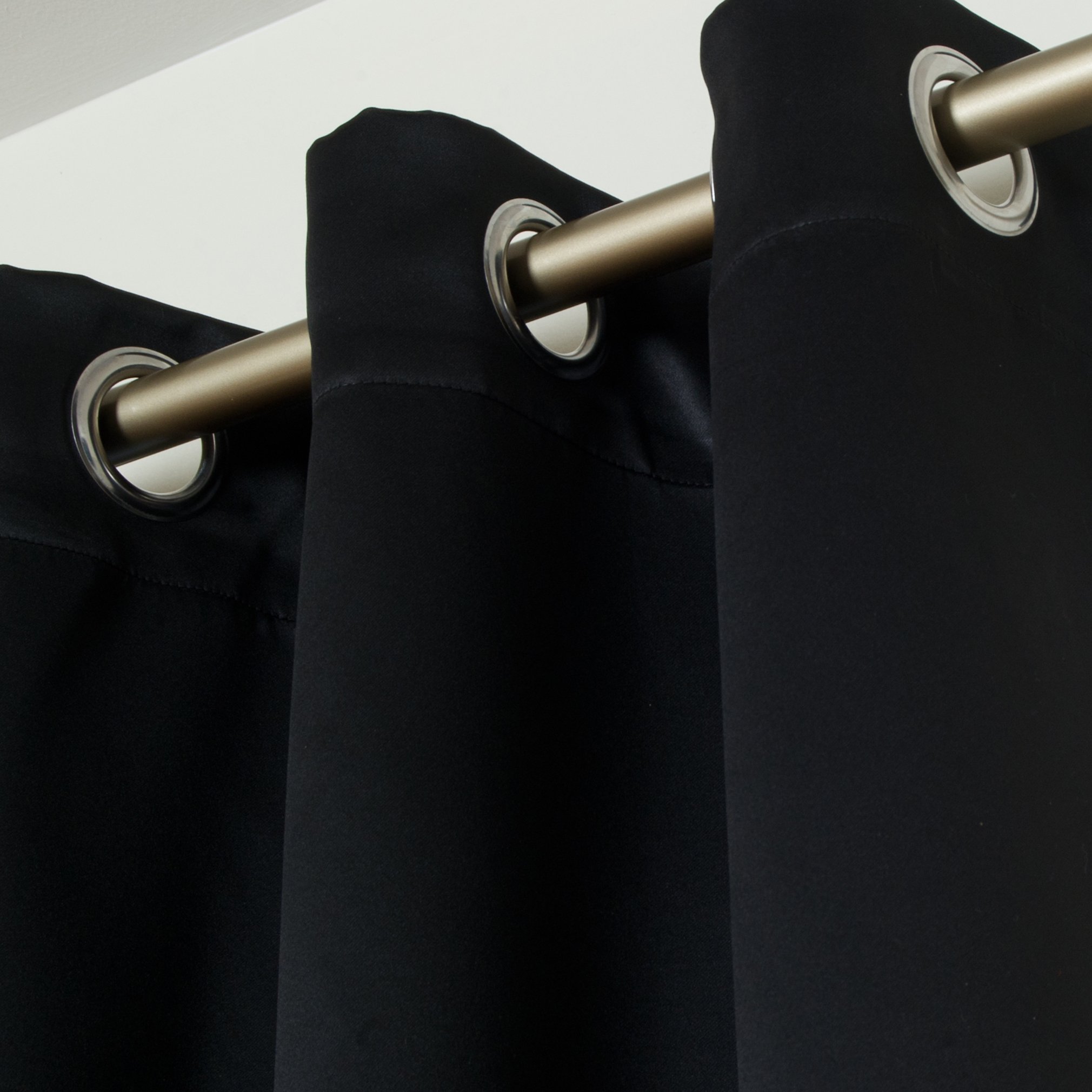 Blackout Curtain Black Wide Width Nickel Grommet Top Thermal Insulated