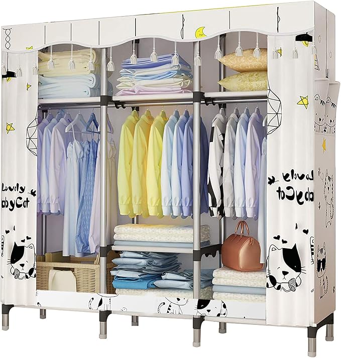 UDEAR Portable Canvas Wardrobes Clothes Storage Shelves Storage 25mm