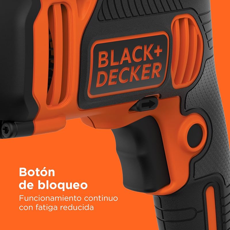 Taladro percutor de 1 marcha 850W, velocidad variable, bloqueo del eje, compacto y ligero, incluye 6 brocas y caja de herramientas, BEH850K-QS