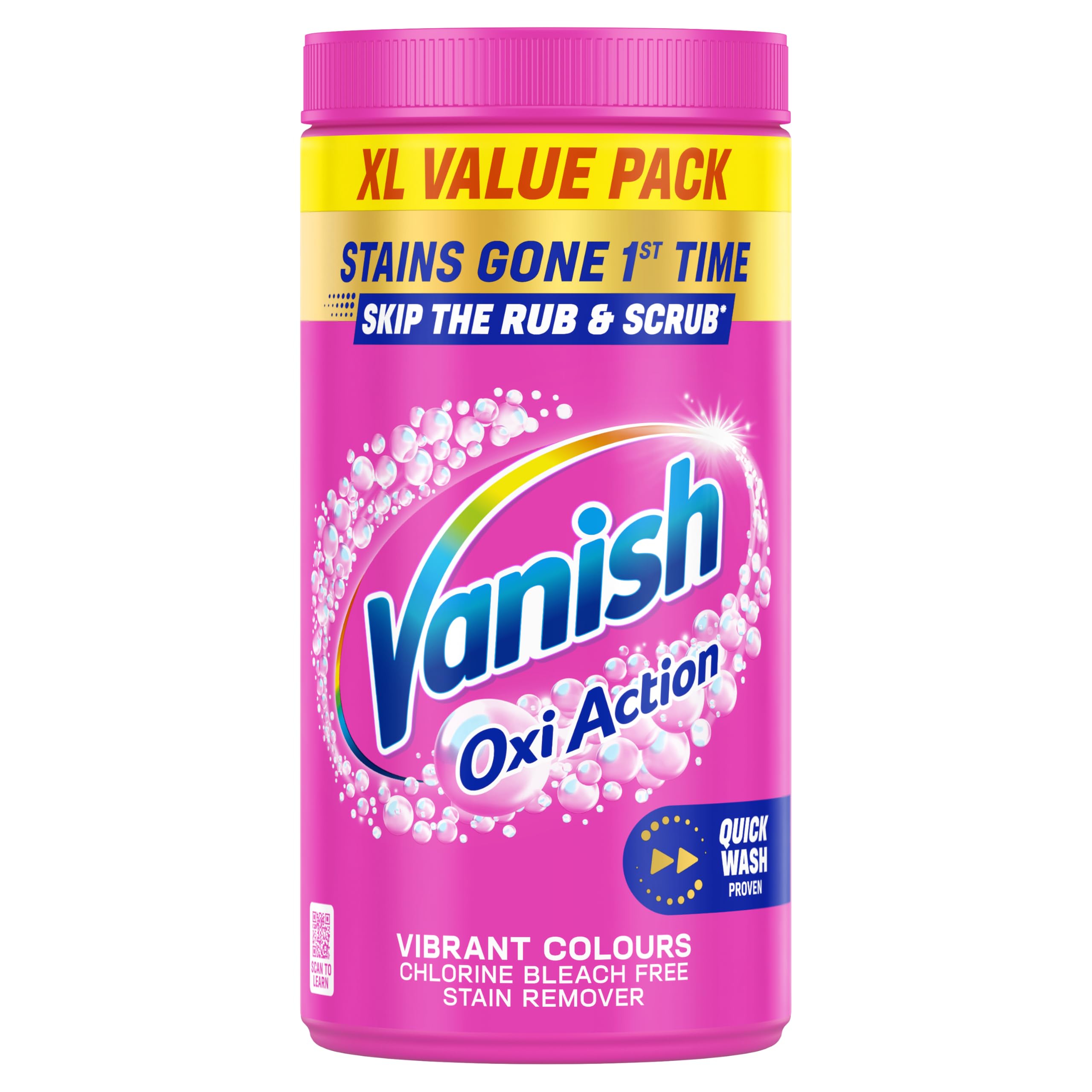 Vanish Gold Oxi Action Stain Remover Powder for clothes, 1.9kg, No Pre-Treat Needed, Safe on Colours & Whites