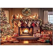 Toile De Fond Photo Cheminée De Noël | 2,4 X 1,8 M | Tissu Vinyle Non Réfléchissant | Pour Studio, Fêtes, YouTube