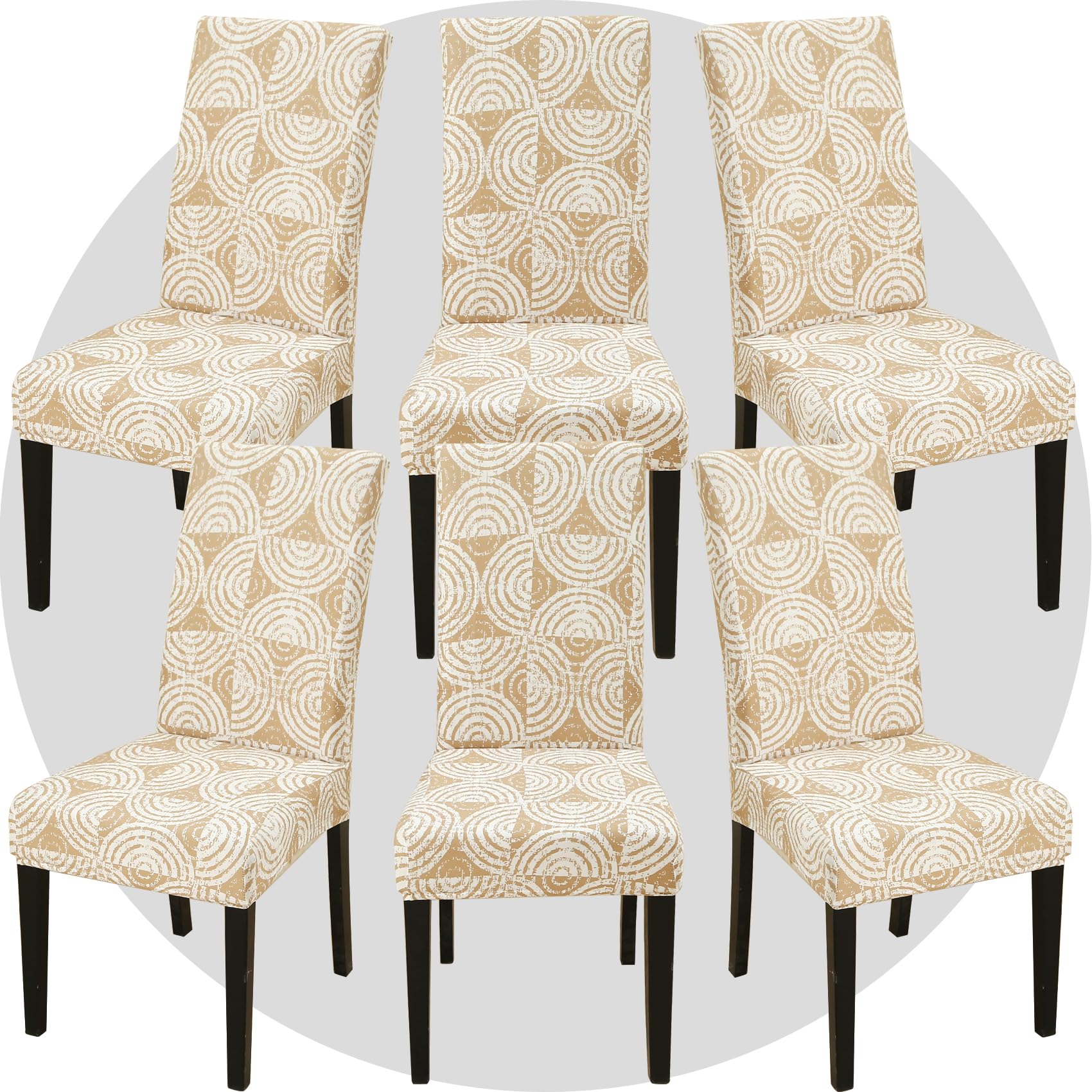 TOMMO Dining Room Chair Covers Set of 6, Stretch Removable Washable Spandex Dining Chair Slipcovers Protectors, Kitchen Chair Covers for Dining Room Party Hotel Ceremony Banquet