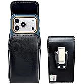 Turtleback Belt Clip for iPhone 17 Pro and 17Air -Large- Fits w/Defender Bulky Style Cases, Premium Black Leather, Vertical Belt Holder, Magnetic Closure HD Rotating Belt Clip
