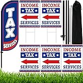 HunnmingRe Income Tax Service Feather Flag Pole Kit Include 7FT Banner Flag with Poles 5 Pcs Income Tax Services Sign and 10 Pcs Plastic Ground Stakes for Outdoorindoor Business Advertising
