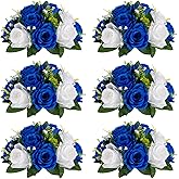 Sziqiqi Blue Artificial Flowers for Decoration Fake Kissing Flower Balls for Wedding Centerpieces Tables Flower Centerpiece Arrangement for Party Festival