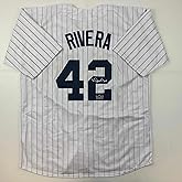 Facsimile Autographed Mariano Rivera New York Pinstripe Reprint Laser Auto Baseball Jersey Size Men's XL