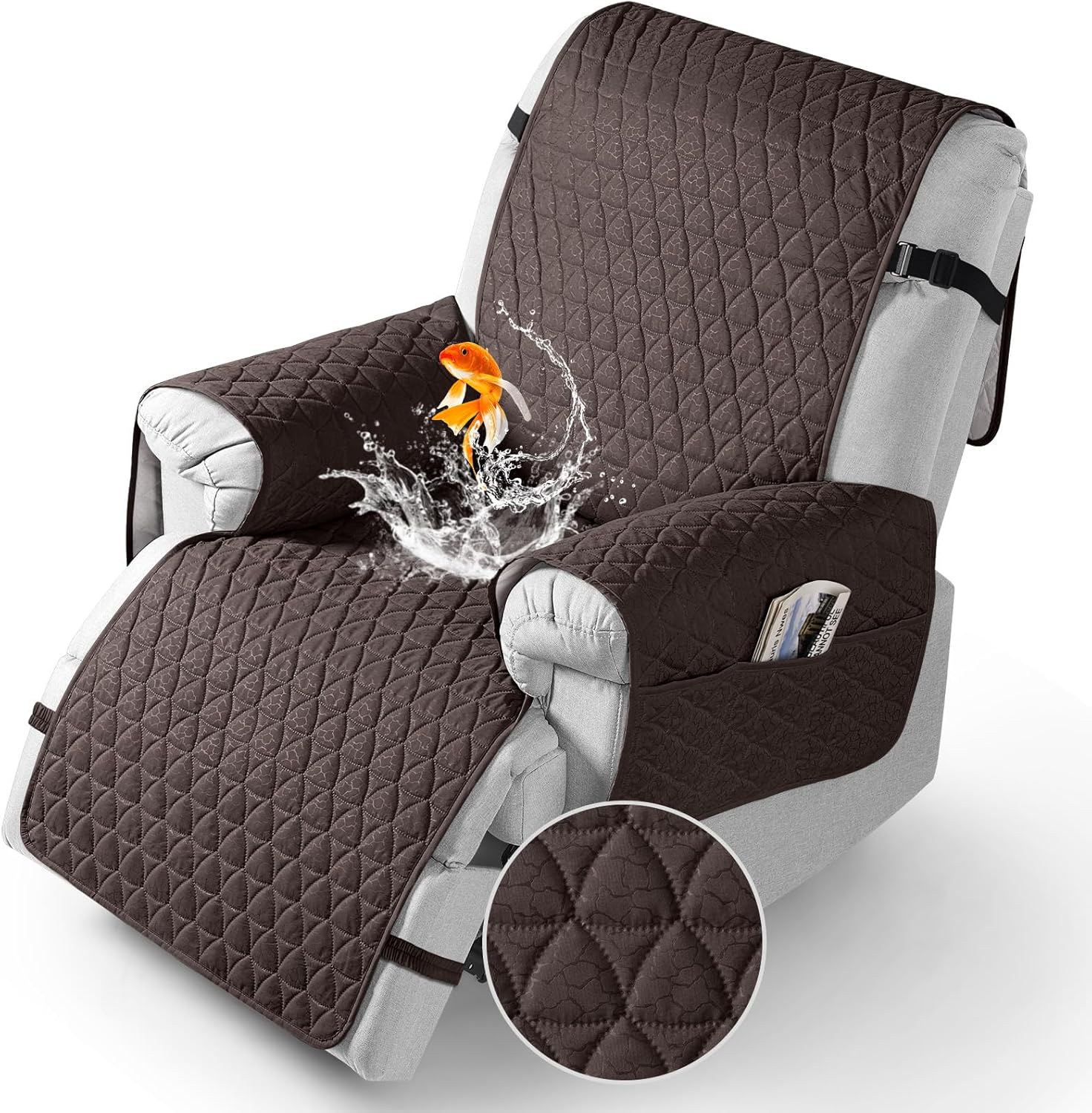 Slipcovers - TAOCOCO 100% Waterproof Recliner Cover - Recliner Cover with Non-Slip Granule, Recliner Chair Covers with Elastic Band, Recliner Chair Covers for Reclining Chair, Recliner Covers (25’’, Chocolate)