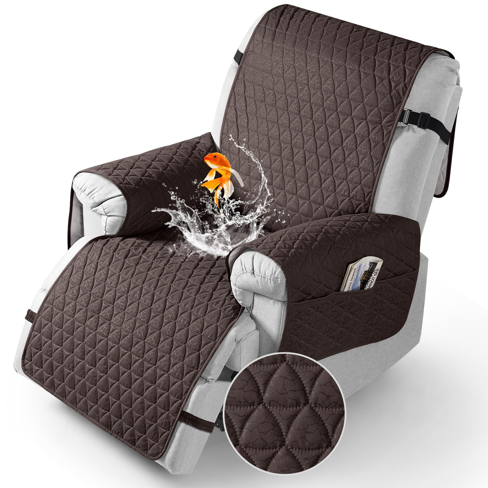 Photo 1 of TAOCOCO 100% Waterproof Recliner Cover - Recliner Cover with Non-Slip Granule, Recliner Chair Covers with Elastic Band, Recliner Chair Covers for Reclining Chair(Chocolate, Oversized-30'')