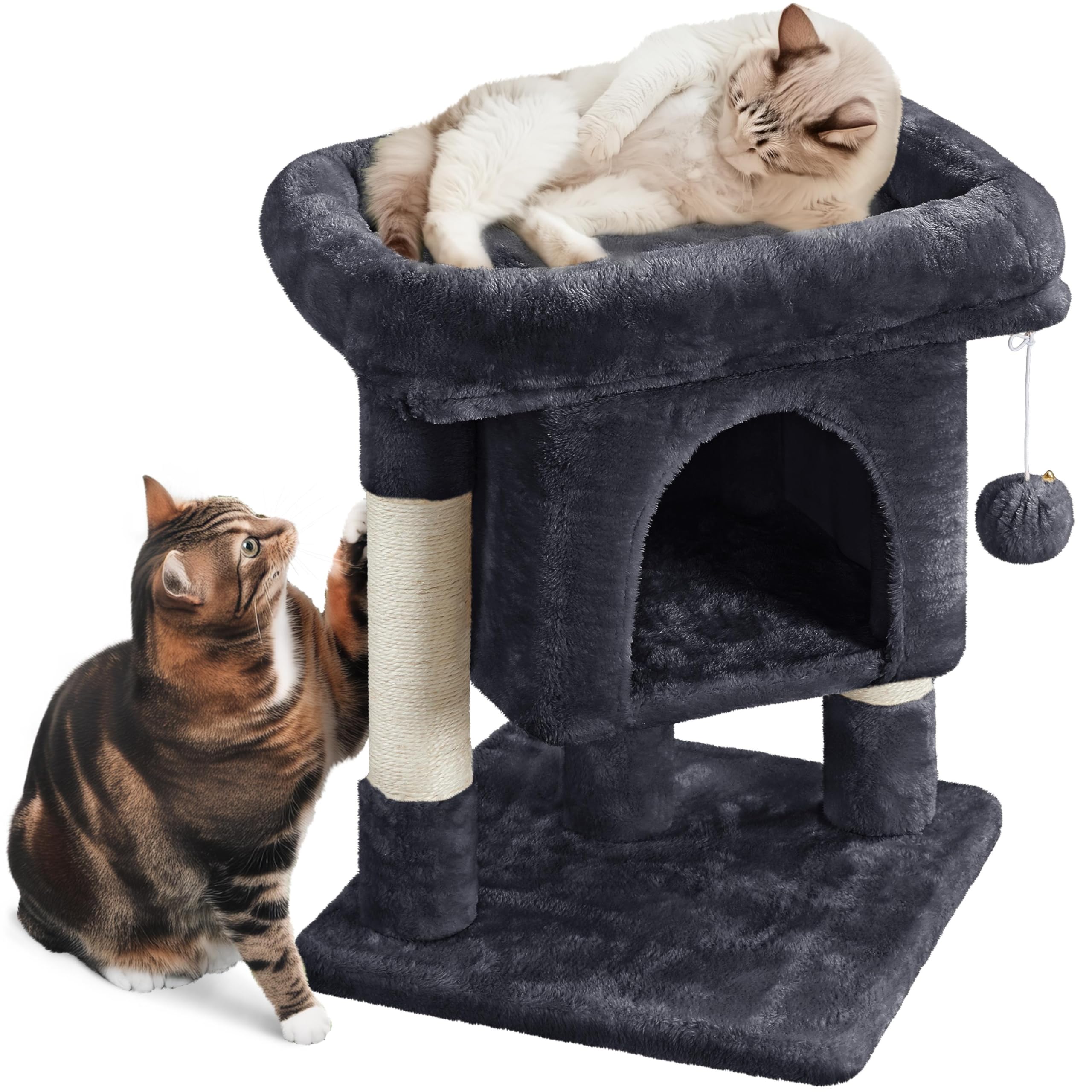 Photo 1 of Yaheetech 23.5in Cat Tree Tower, Cat Condo with Sisal-Covered Scratching Posts, Cat House Activity Center Furniture for Kittens, Cats and Pets - Black