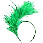 LKQBBSZ Women Headband Mardi Gras Feather Headbands Tea Party Cocktail Wedding Headpiece (Green, One size)
