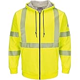 Bulwark FR mens Fleece Fr Hi-visibility Zip-front Hooded Sweatshirt With Waffle Lining
