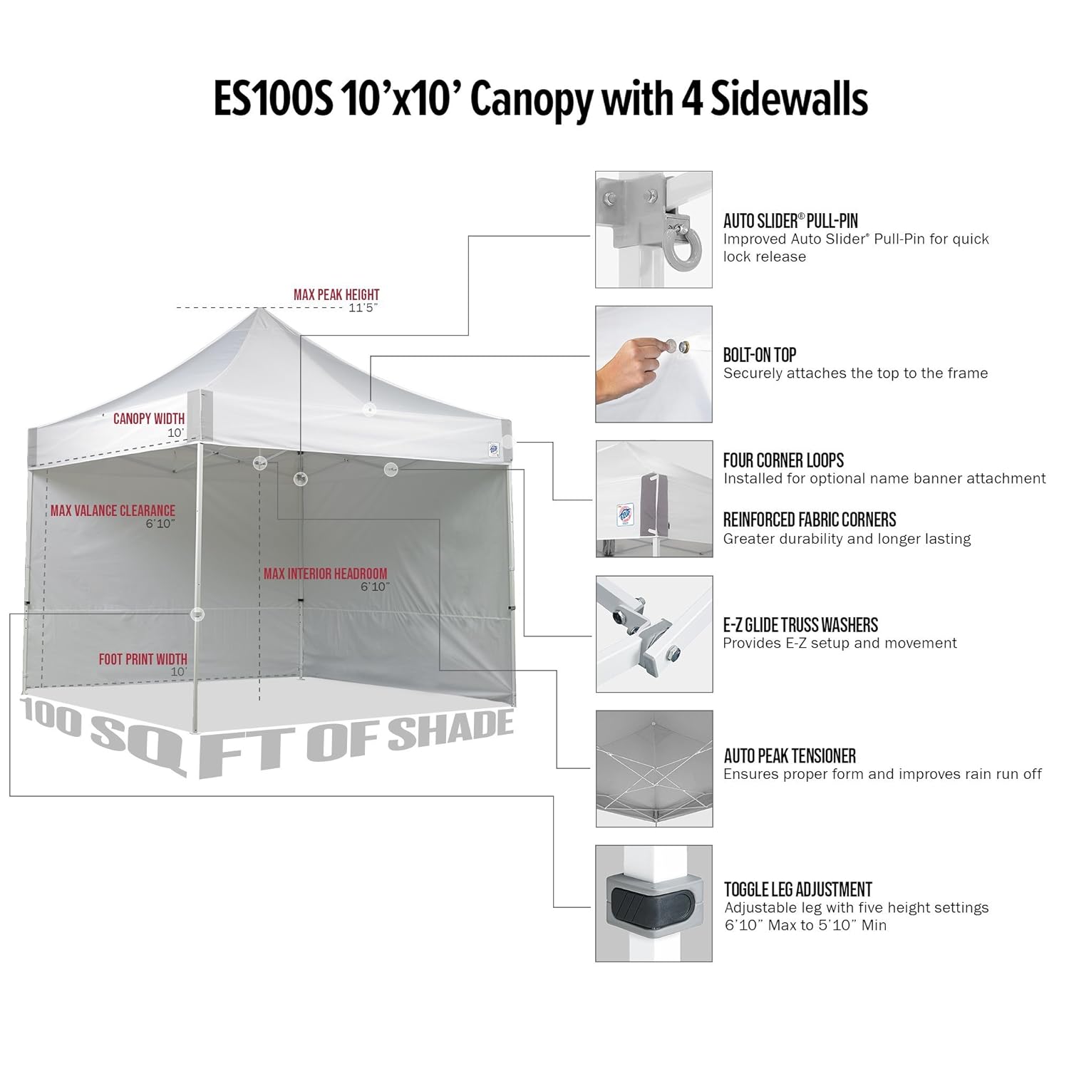 Amazoncom E Z UP ES100S Instant Shelter Canopy 10 By 10 White