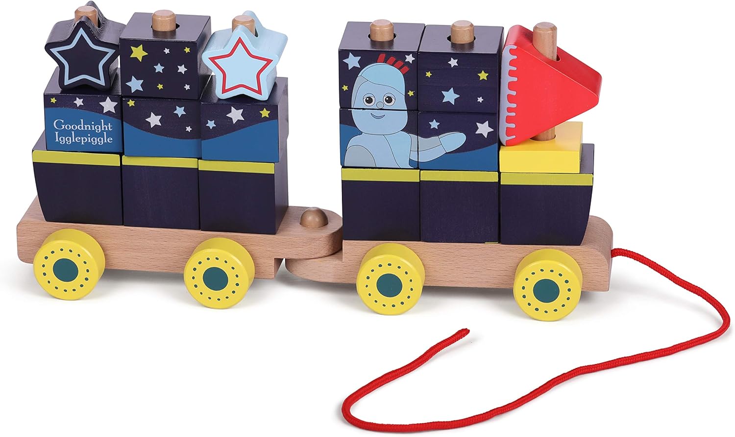 In The Night Garden 1098 Wooden Stacking Pull-Along Train, Fun Educational Toy, Multicolour, 18 Months+, Multicolor, Age 18 Months+