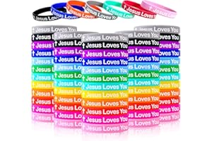 SlocciPro Jesus Loves You Silicone Wristbands Christian Jesus Bracelet For Men Women Party Favors Adults Multicolored