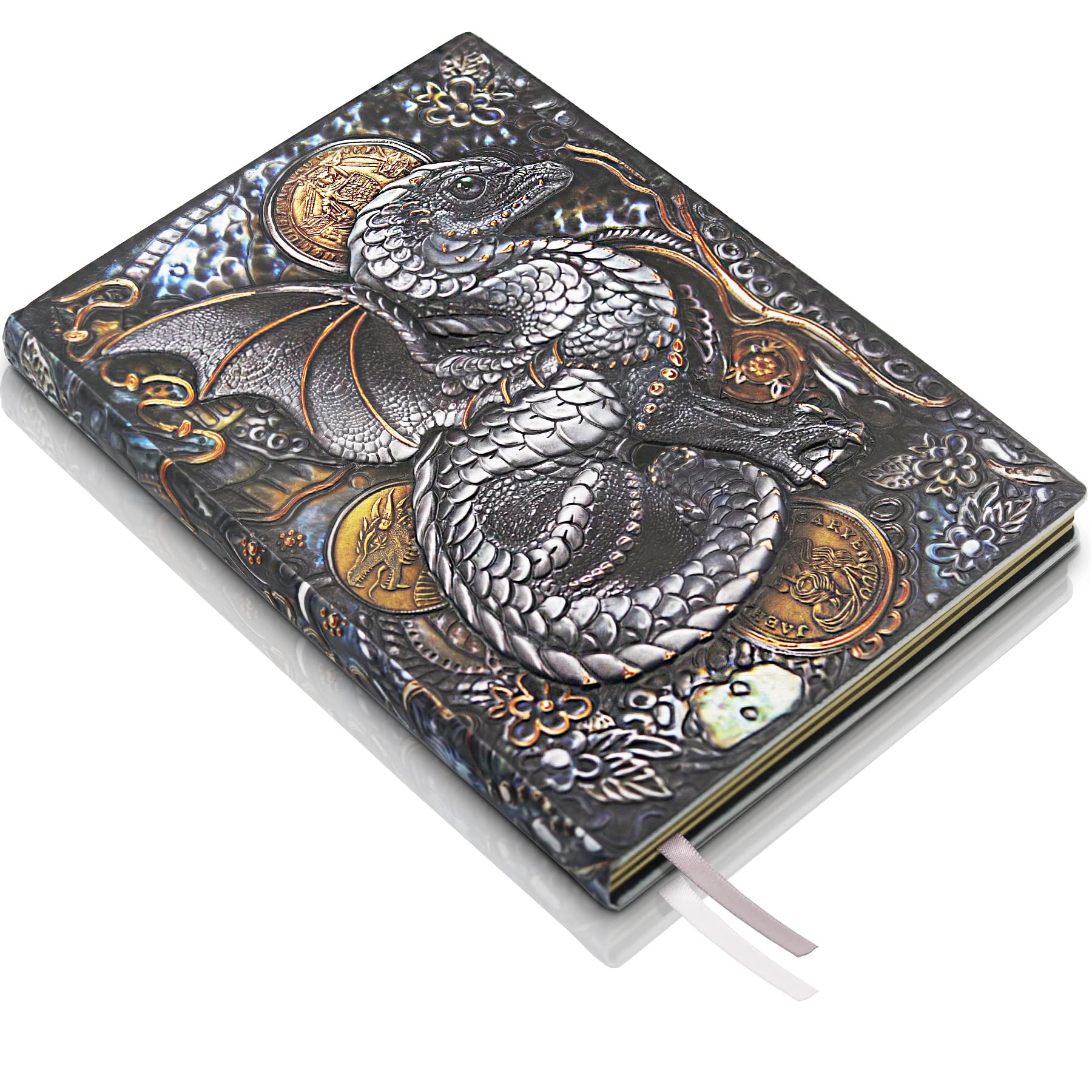 Dragons Leather Journal Notebook Gifts - 3D Embossed Leather Journal Dragon Journal with Lined Paper Cool DND Notebook Accessories DND Gifts for Women & Men & Nerdy (A5,Multicolor) — image 1