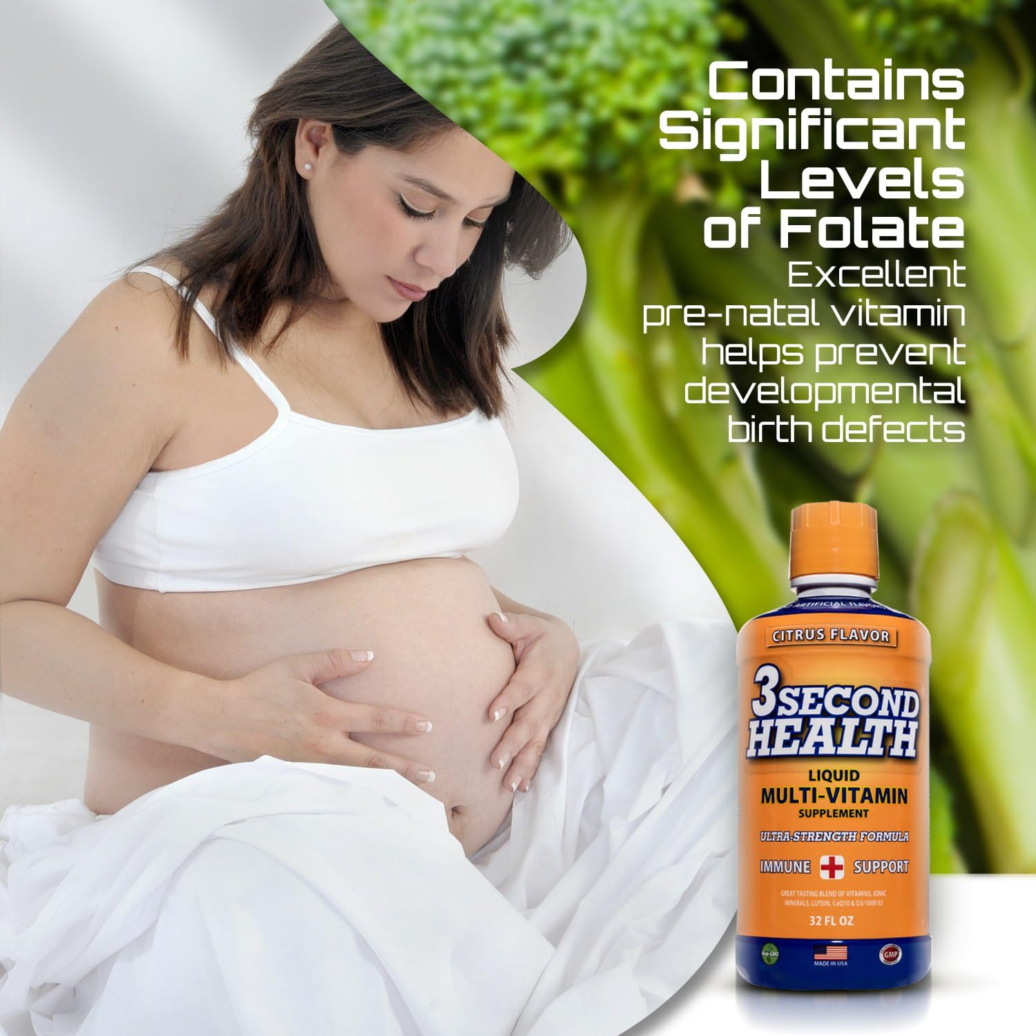 3 Second Health Liquid Multivitamin - Vegan - Non GMO - Gluten Free - Dairy Free - Soy Free - No Artificial Flavors or Preservatives - 32 Servings - GMP - USA Made - Boost Energy and Mental Clarity: Health & Personal Care