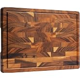 FYCTIO Walnut Cutting Board for Kitchen, Wooden Cutting Boards | End Grain Cutting Board with Juice Groove &amp; Handles, 16.5", natural oil finish, non-slip feet,rounded edges, gift box