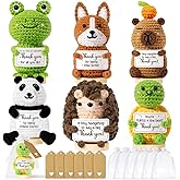 6PCS Positive Crochet Animals Thank You Gifts, Employee Appreciation Gifts for Women Emotional Support Crochet Buddies w/ Card, Valentines Day Birthday Gift for Women Coworkers Teacher Nurses Boss