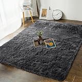MOONLIGHT20015 Black Shag Rug 60x110cm Non-Slip Ultra Soft Plush Carpet view 5