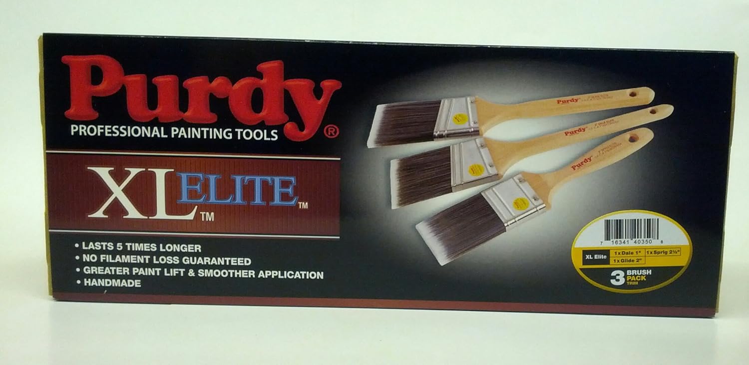3pc Purdy XL Elite Precision Paint Brush Set 1x1" Dale Elite 1x2" Glide