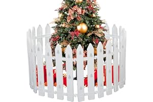 MNKXL 16"Fence for Christmas Tree,Extra Large 24pcs White Picket Fence for Chirstmas Tree,Plastic Christmas Tree Fence for Pets,Christmas Tree Fence for Kids,Craft Christmas Tree Patterns(16"Hx5"W Each)