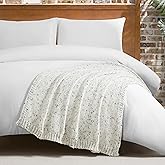 Lucky Brand Calafia Black/White Knit 50"X70" Throw Blanket - Luxurious Soft Blanket for Ultimate Comfort and Cozy Warmth