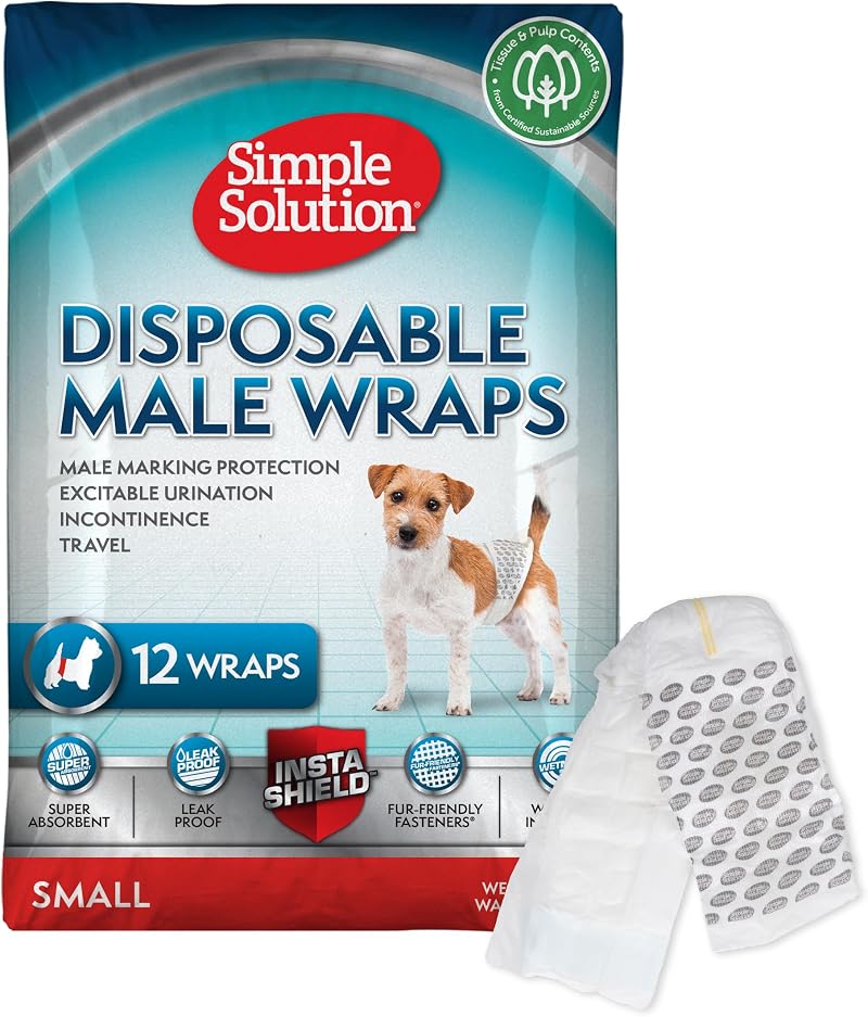 Simple Solution Disposable Dog Diapers Male Small 12 Pack Leak-Proof Fit