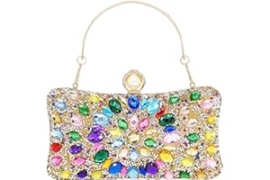 MAIRLOM Rhinestone Clutch Purses for Women Evening Wedding Formal - Round Pearl Clasp Handbag - Crystal Diamond Bag