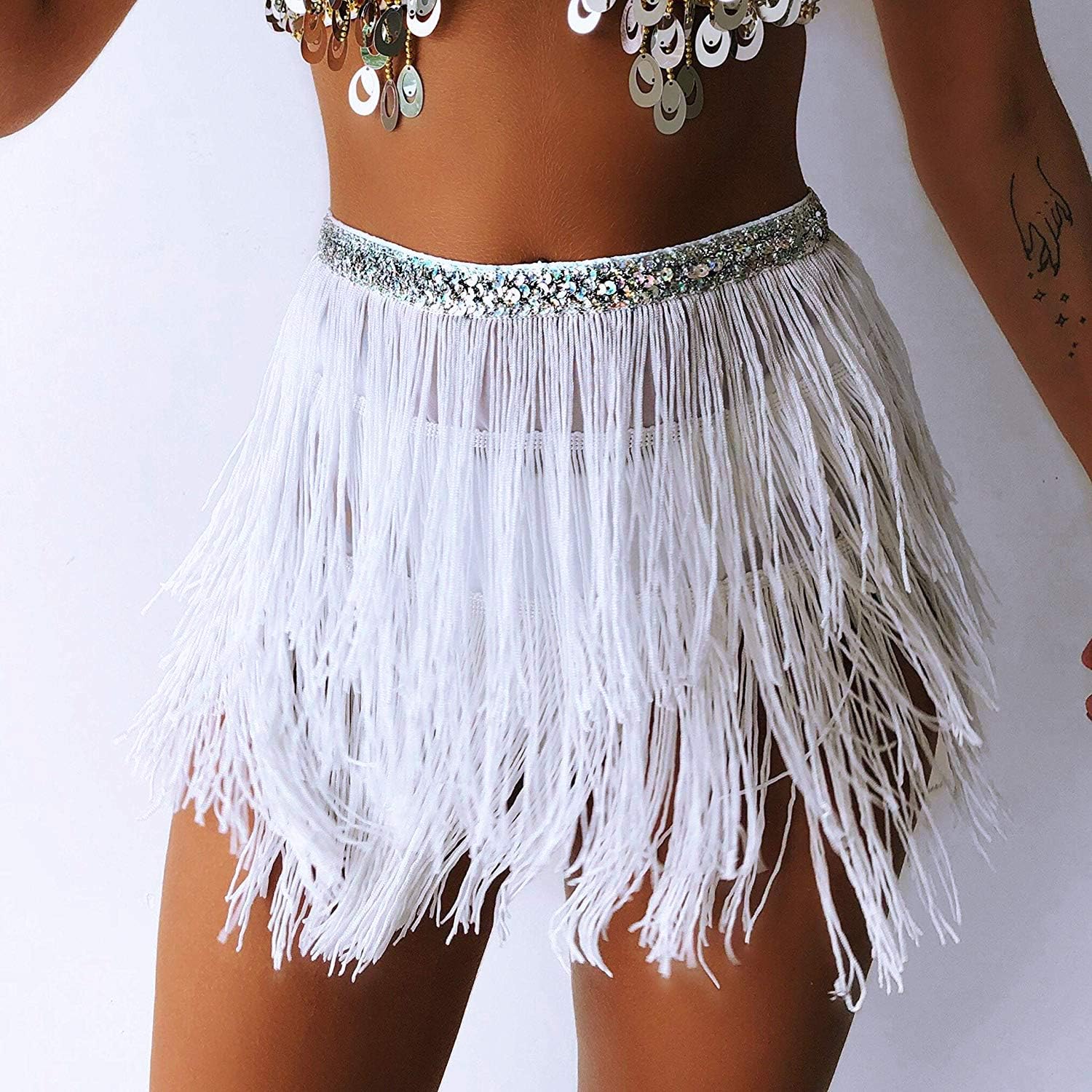 Belly Dance Hip Scarf for Women with Fringes: Clothing