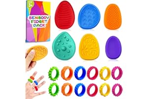 UIIOPJIOM 18 Pack Fidget Classroom Prizes Must Have Sensory Toys for Kids Adults Treasure Box Quiet Autism Autistic Anxiety Stress Relief Item ADHD Calm Down Worry Stones Fidget Ring Pain Stim Stocking Stuffers