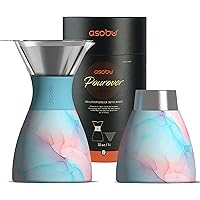 asobu Insulated Pour Over Coffee Maker (32 oz.) Double-Wall Vacuum, Stainless-Steel Filter and Take on the Go Carafe…