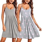 Ekouaer 2 Pack Nightgowns for Women Sleeveless Sleepwear Racerback Tank Sleepshirts Chemise Nightdress S-XXL