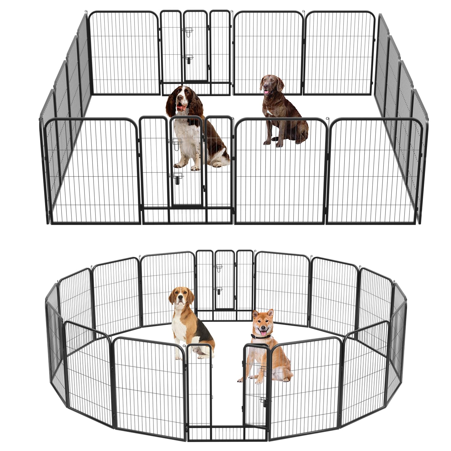 Photo 1 of FDW Dog Playpen Dog Pen Dog Kennel 16 Panels 40 Inch Hight Indoor Outdoor Folding Metal Portable Puppy Exercise Pen Heavy Duty Dog Fence for Yard Camping,Black