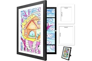 Hipsignal Kids Art Frame, 11x14 Artwork Frames Changeable with Stand, Front Opening Picture Frame for Storage & Display Holds 150, for Children Art Projects, 3D Art (Black)