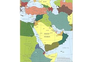 ARTCANTHURTU Middle East CIA Map - Iraq Iran Israel Political 2003 Wall Art Poster - Palestine, Gaza Strip, West Bank, Lebanon - War in Israel and Gaza (11"x13")