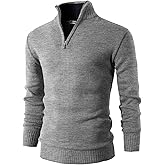 H2H Mens Quarter Zip Pullover Sweater Casual Slim Fit Polo Sweater