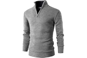 H2H Mens Quarter Zip Pullover Sweater Casual Slim Fit Polo Sweater