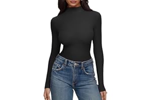 REORIA Slim Fit Thermal Turtleneck Top for Women Ribbed Stretch Long Sleeve Shirt 2025 Fall Winter Layering Outfits