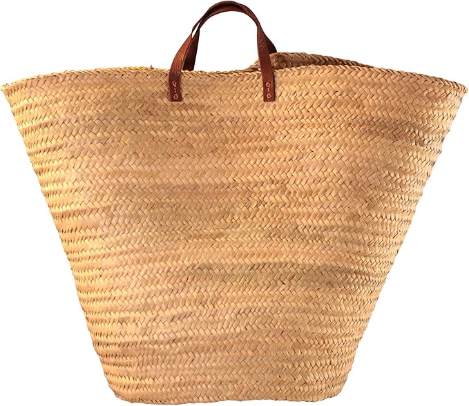 geflochtener Korb Maxi XL mit Ledergriffe, großer Korb zur Aufbewahrung