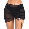 SHERRYLO Swimsuit Coverup for Women Drawstring Ruched Sheer Swim Skirt Beach Mesh Bathing Suit Cover Ups Sexy Bikini Cover Up